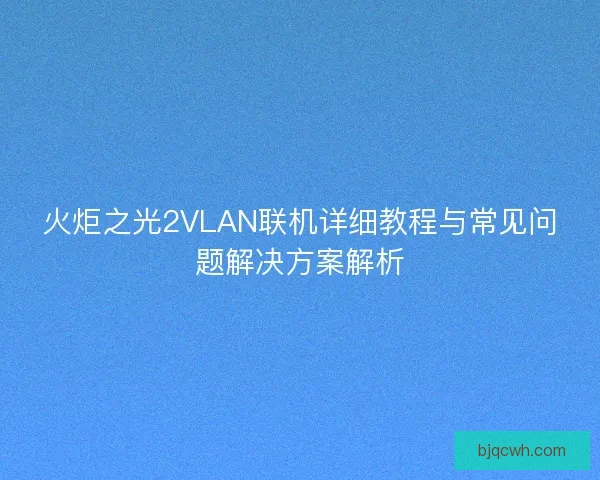 火炬之光2VLAN联机详细教程与常见问题解决方案解析 火炬之光2VLAN联机详细教程与常见问题解决方案解析