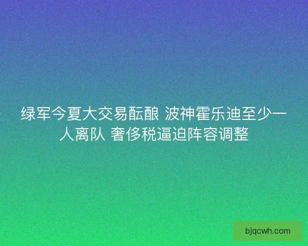 绿军今夏大交易酝酿 波神霍乐迪至少一人离队 奢侈税逼迫阵容调整